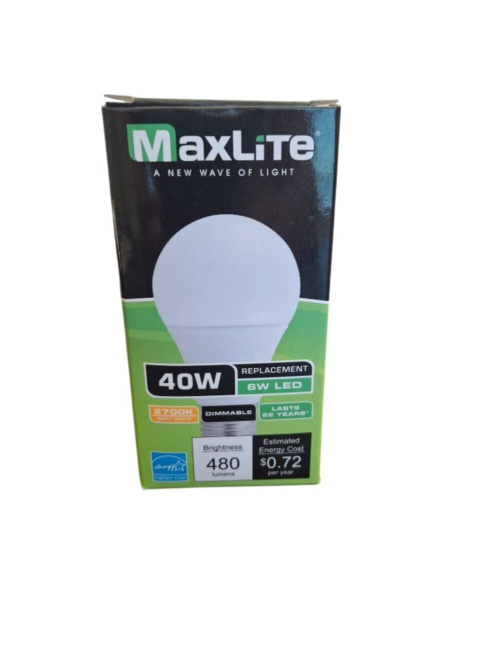MaxLite 6W LED A19 Bulb Soft White 2700K Dimmable Energy Efficient Brightness